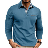 Men’s Plaid-Trim Long-Sleeve Polo Shirt