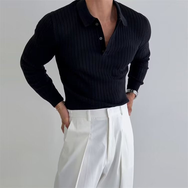 Men’s Slim-Fit Long-Sleeve Knit Polo