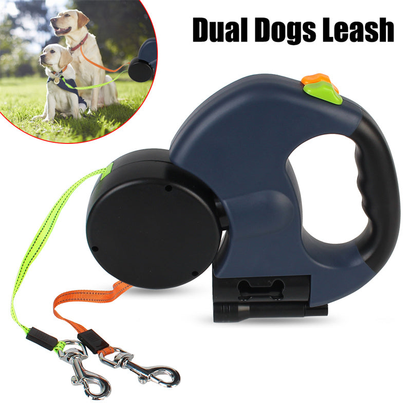 Dual Retractable Dog Leash with Light