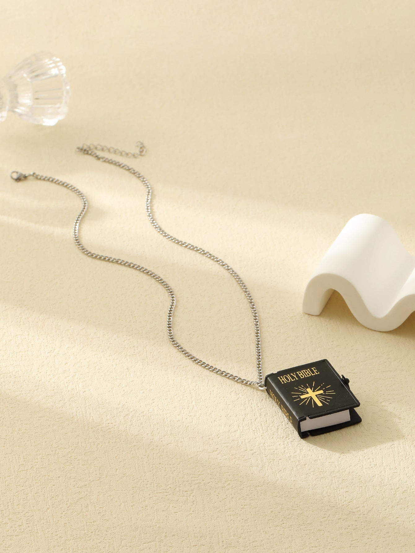 Cross & Bible Pendant Necklace