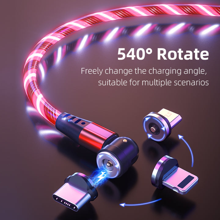 540° Rotating LED Magnetic Charging Cable