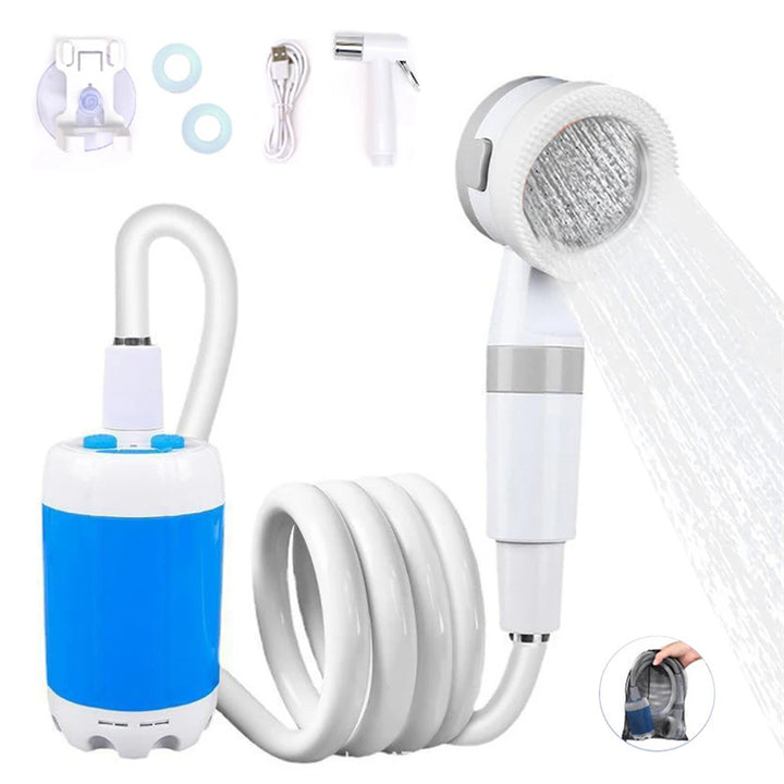 Rechargeable portable camping shower pump