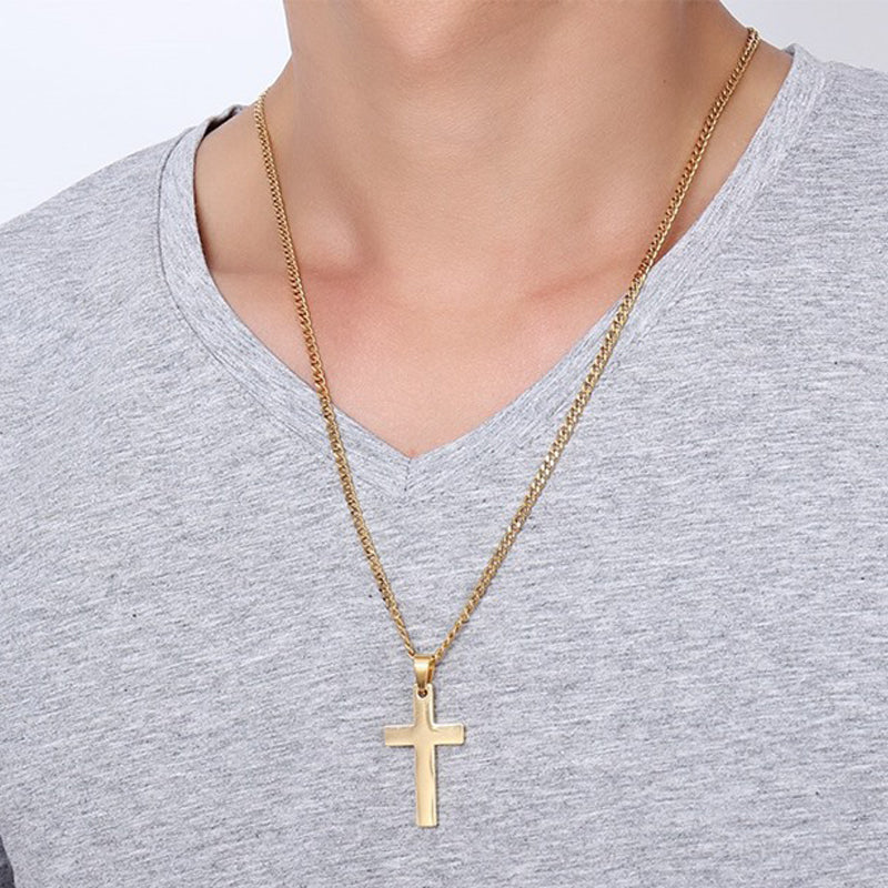 Stainless-Steel Cross Pendant Necklace