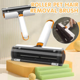 Reusable pet hair removal roller and brush
