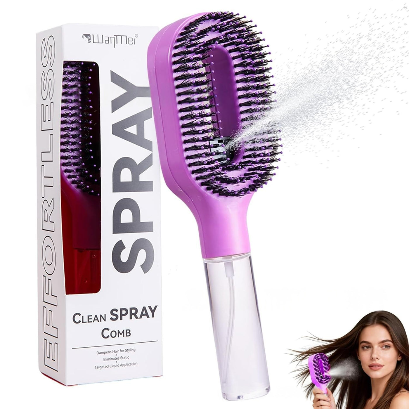 2-in-1 Mist Spray Detangling Hairbrush — product image 6 of 20