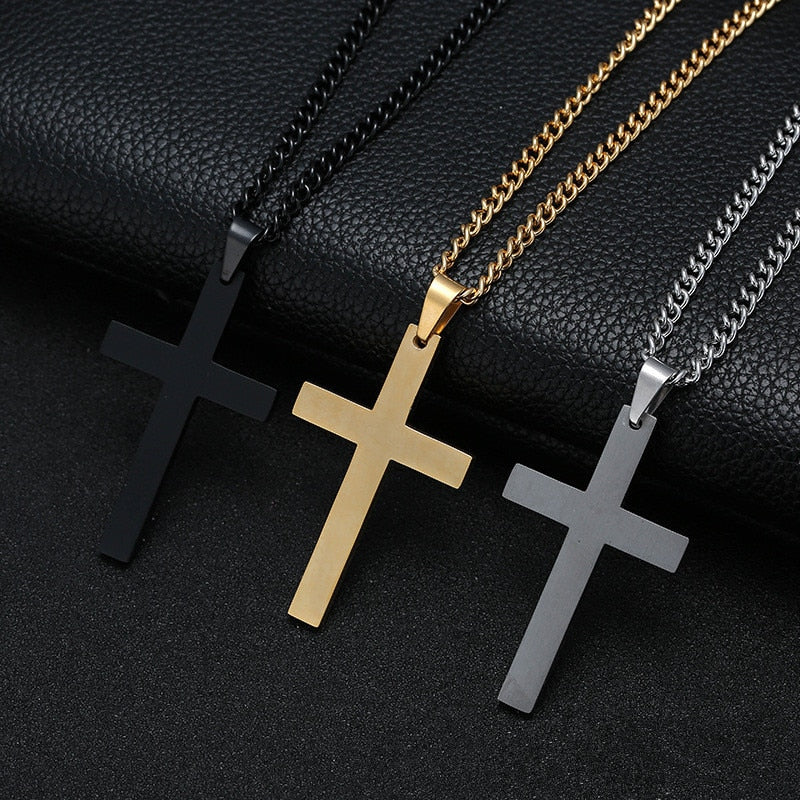 Stainless-steel cross pendant necklace