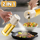 Dual oil sprayer and vinegar dispenser bottle
