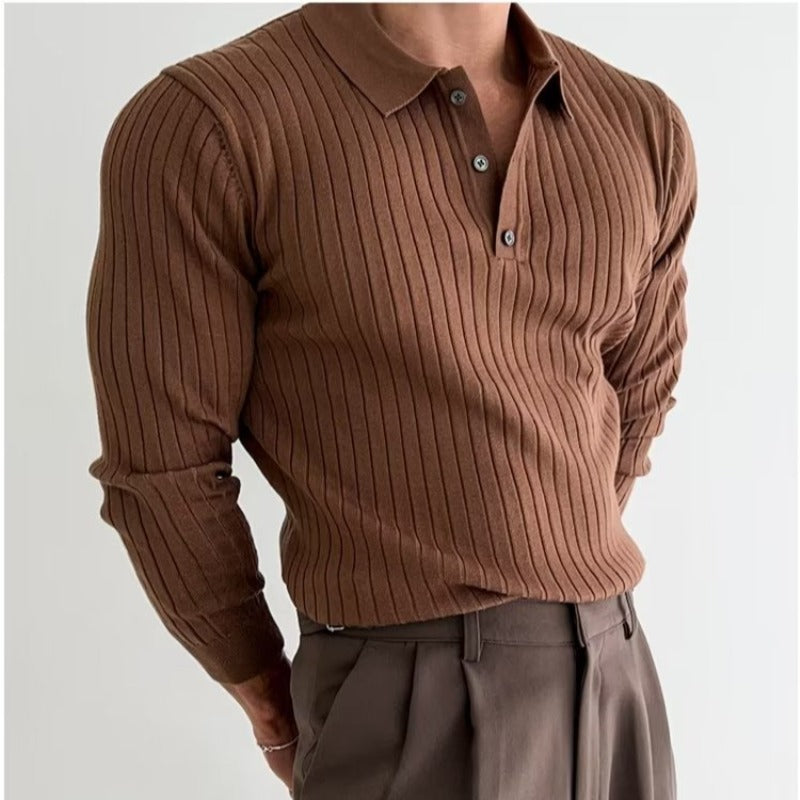 Men’s Slim-Fit Long-Sleeve Knit Polo