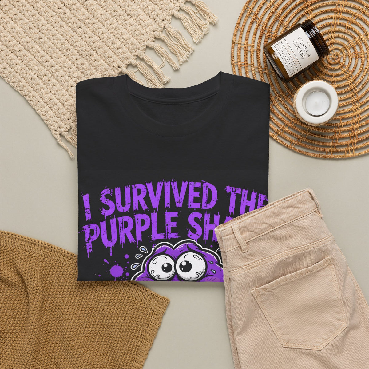I Survived the Purple Shake - Funny Blob Monster Graphic Tee
