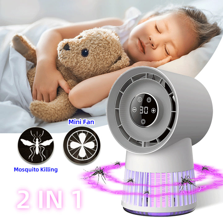 Rechargeable mosquito trap desk fan with night light