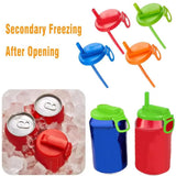 Reusable soda can lid with straw