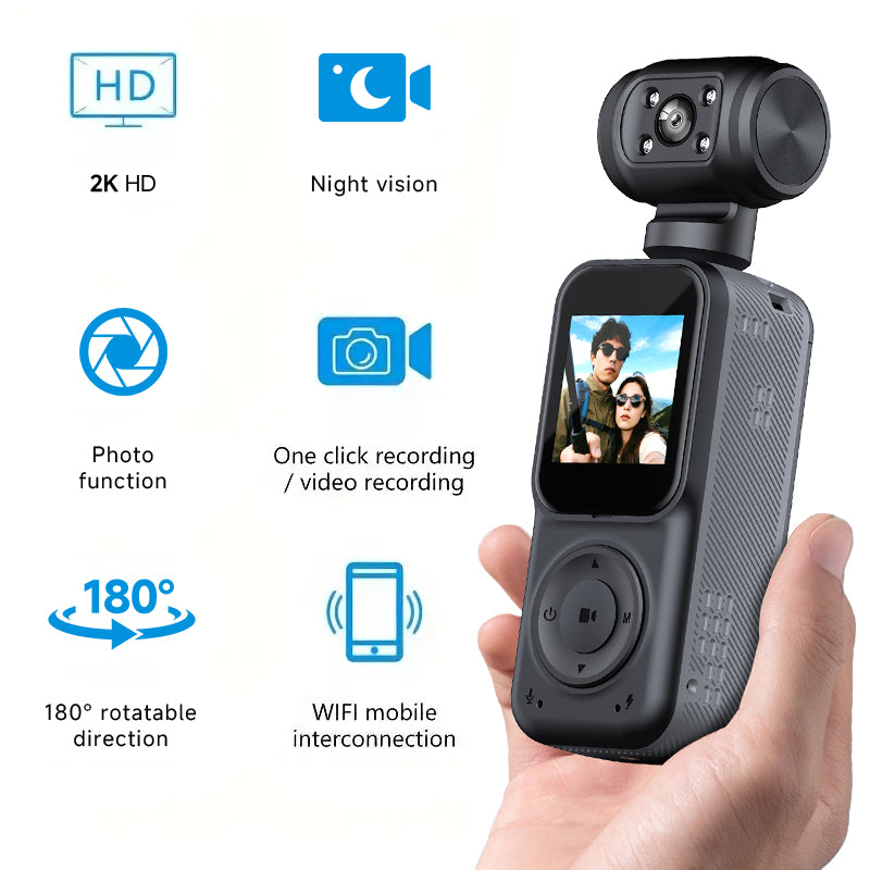 2K Dual-Lens Rotating Sports Camera