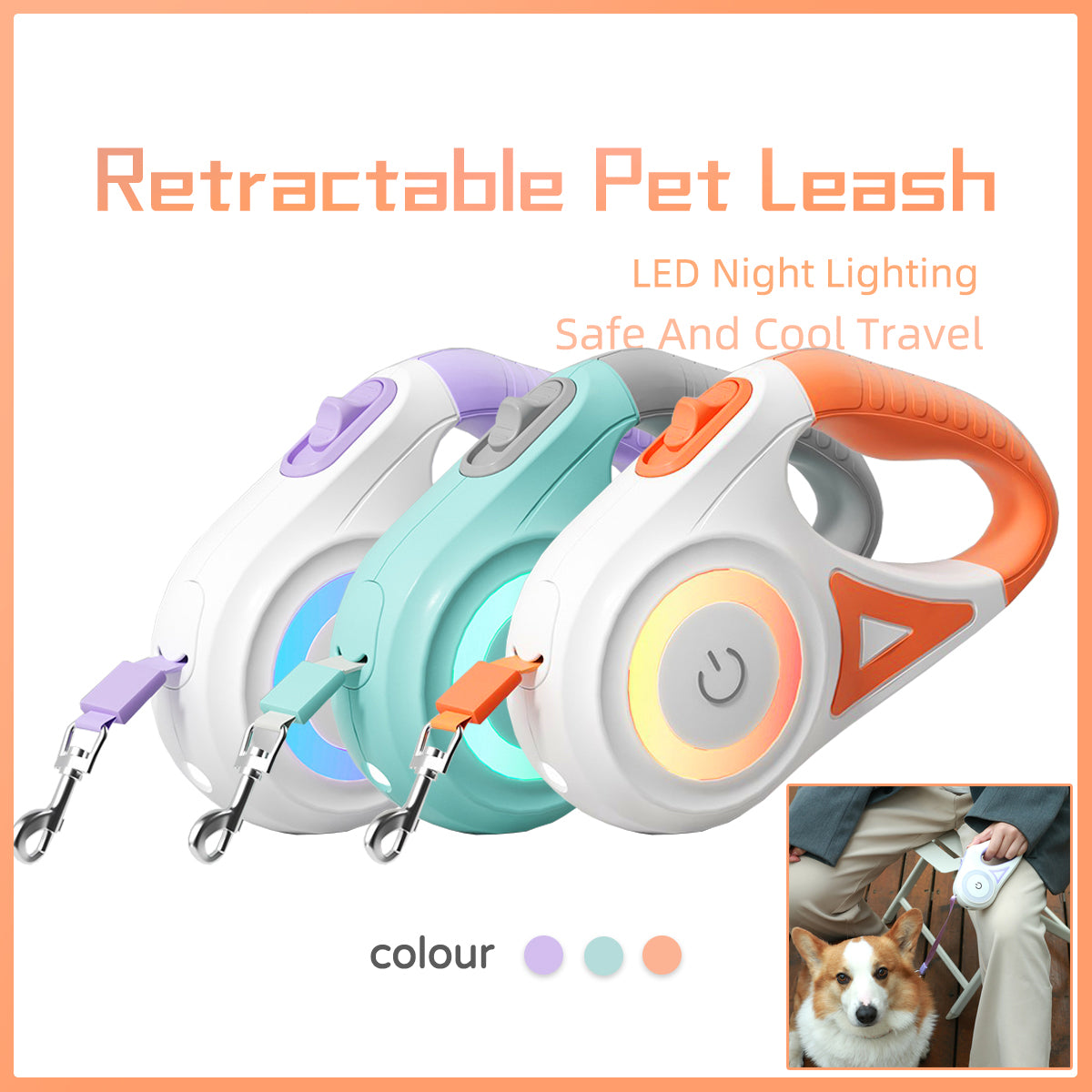 Retractable Pet Leash with Optional Collar