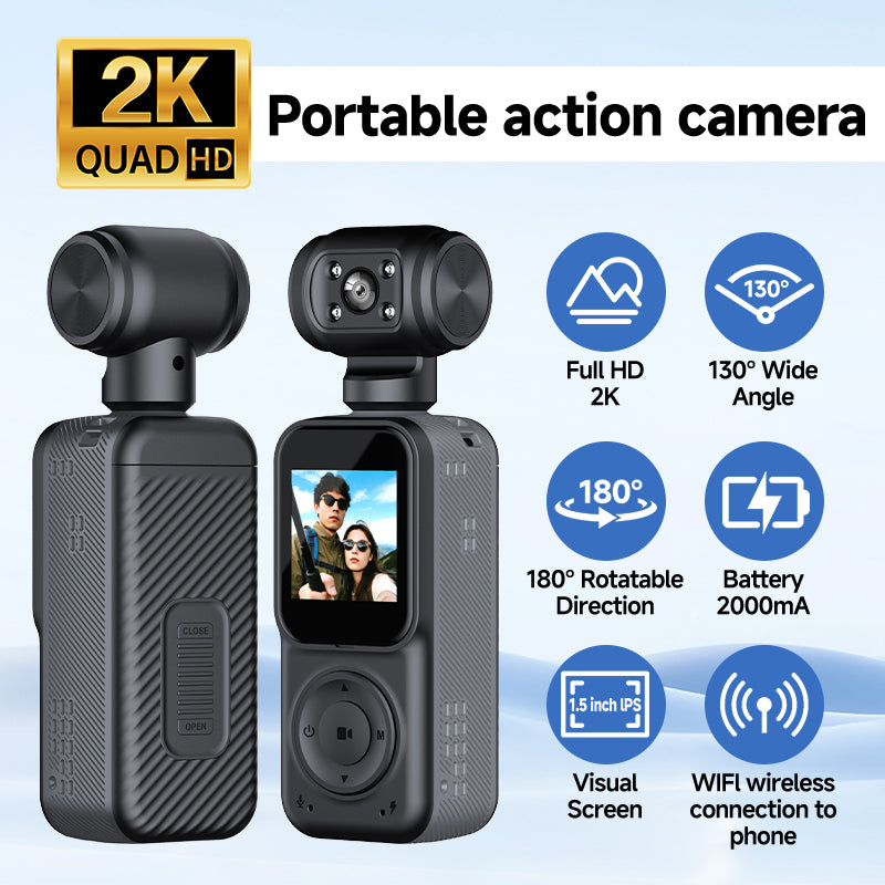 2K Dual-Lens Rotating Sports Camera