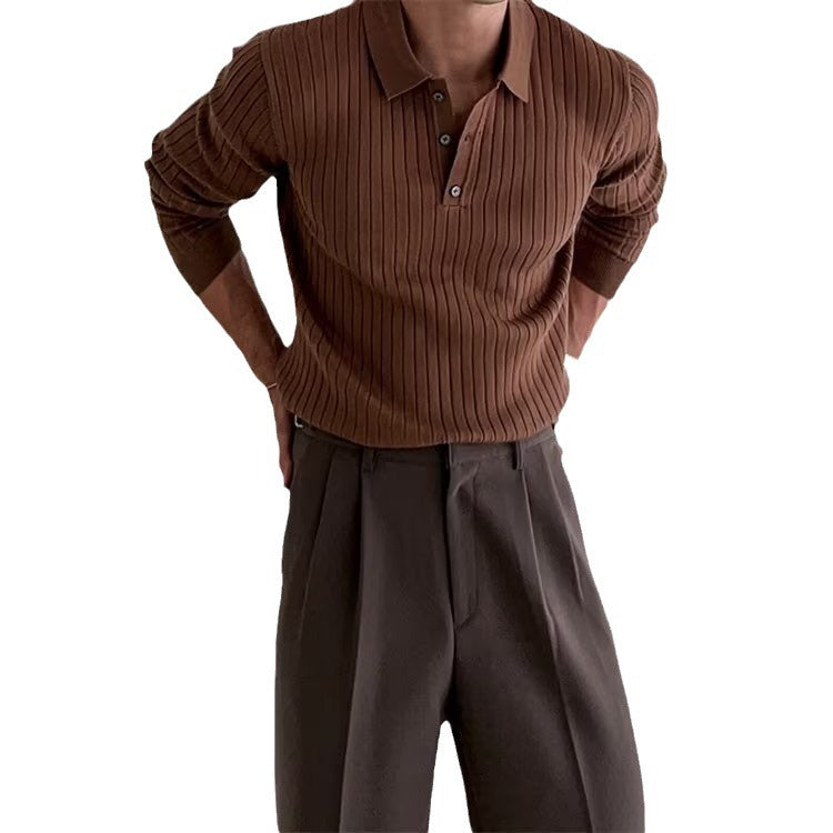 Men’s Slim-Fit Long-Sleeve Knit Polo