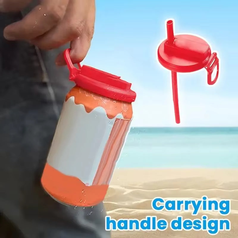 Reusable Soda Can Lid with Straw