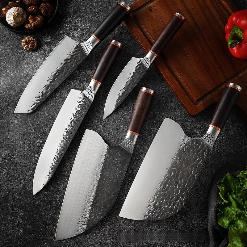 Hammered Stainless-Steel Kitchen Knife Collection