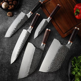 Hammered Stainless-Steel Kitchen Knife Collection