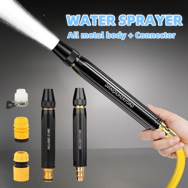 Adjustable garden hose spray nozzle and accessories