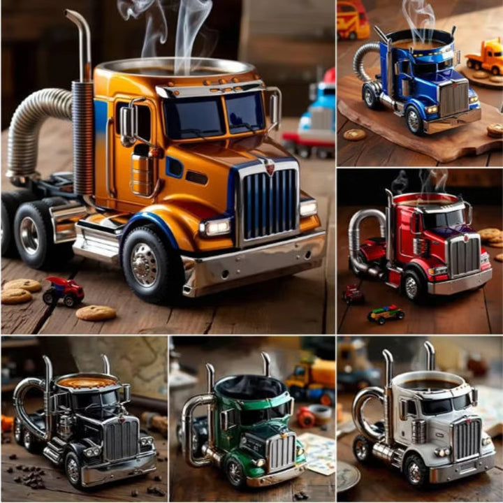 Semi-truck-shaped novelty drink mug