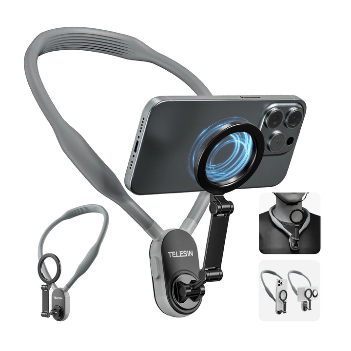 Magnetic neck phone mount for POV recording