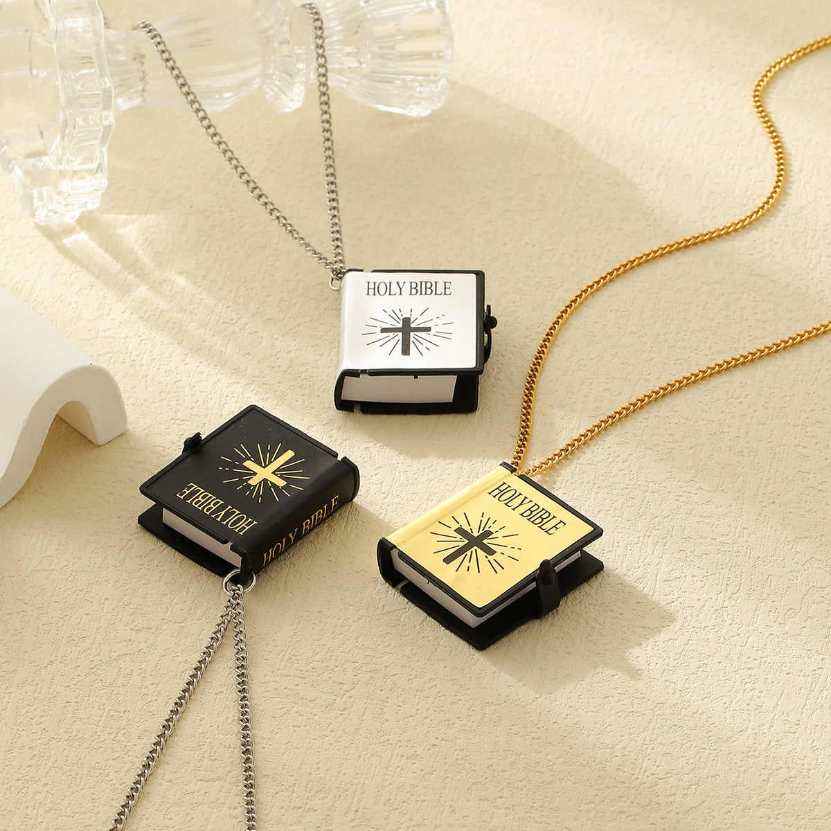 Cross & Bible Pendant Necklace