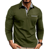 Men’s Plaid-Trim Long-Sleeve Polo Shirt