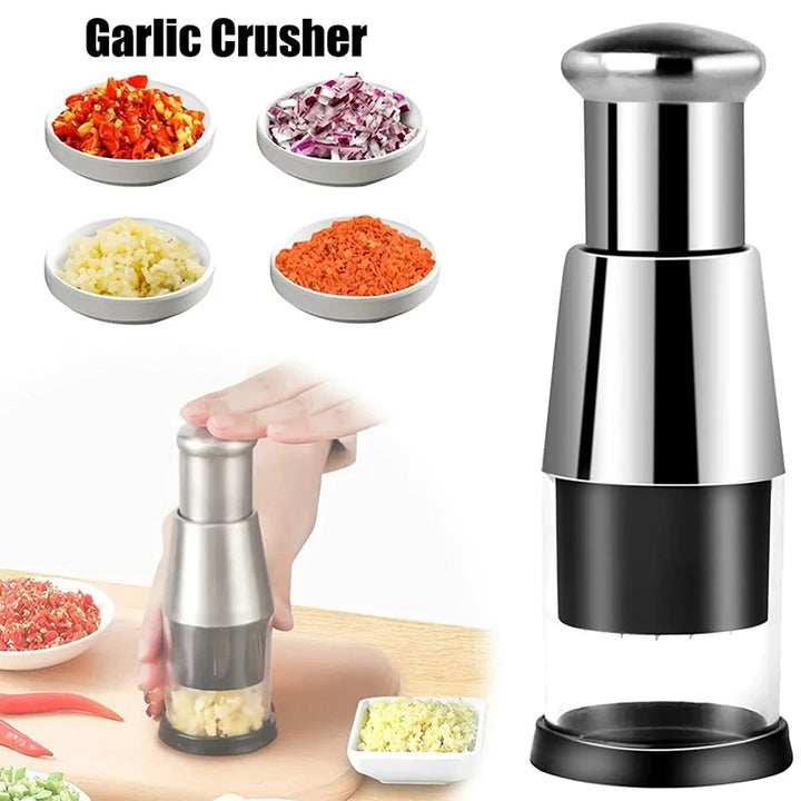Manual garlic and vegetable press chopper
