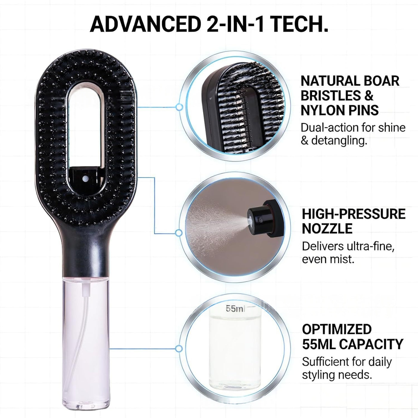 2-in-1 Mist Spray Detangling Hairbrush — product image 3 of 20
