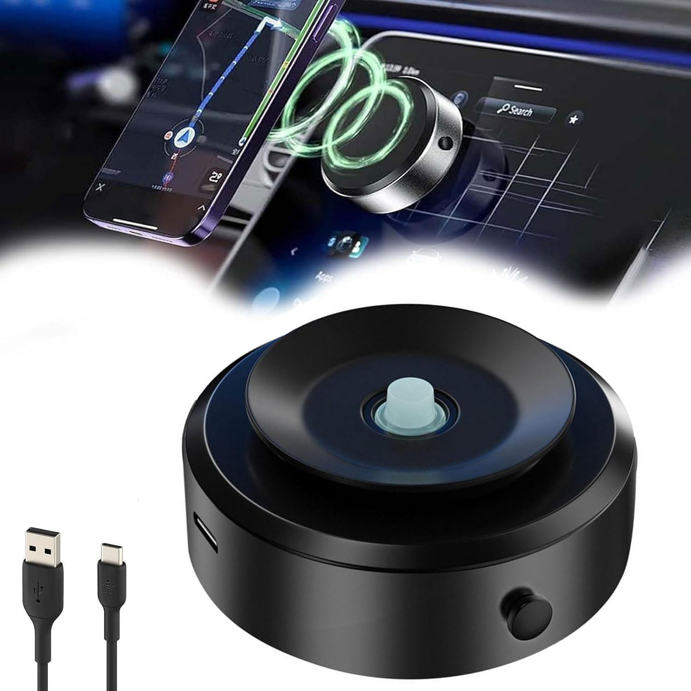 Magnetic vacuum-suction car phone mount