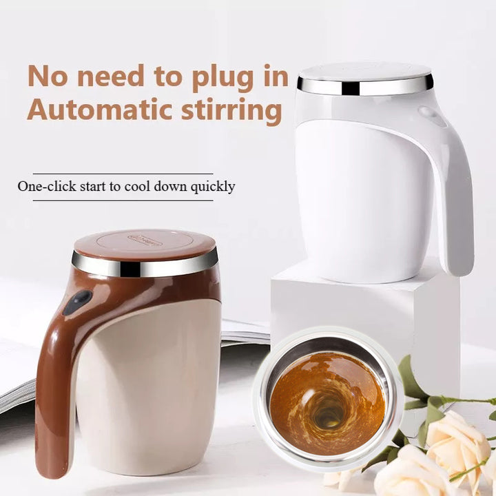Rechargeable self-stirring mug