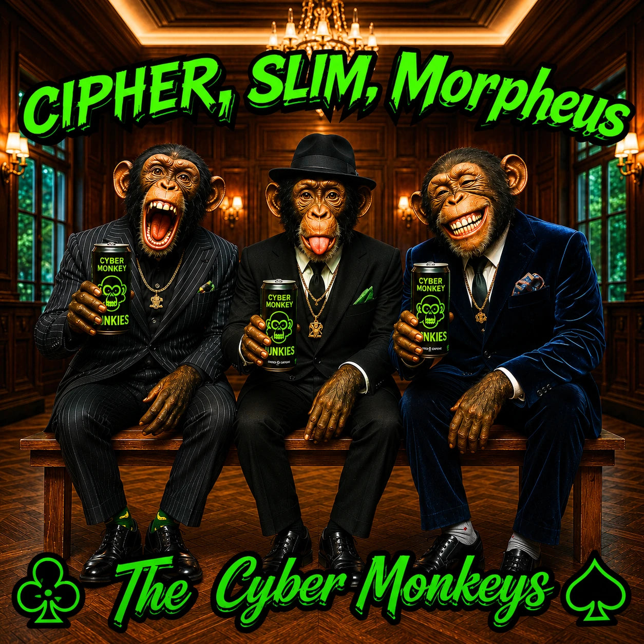 Cipher, Slim, and Morpheus — the Cyber Monkey Junkies crew